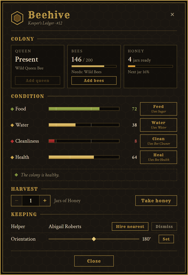 Beekeeper for RedM: in-game interface